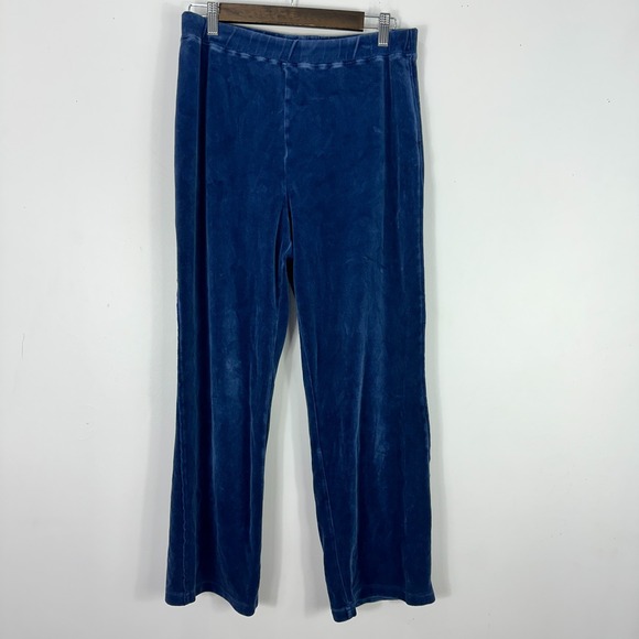 Chico's Pants - Spa by‎ Chico's Womens Pants L Blue Velour Lounge Y2K Cozy Retro Quiet Luxury